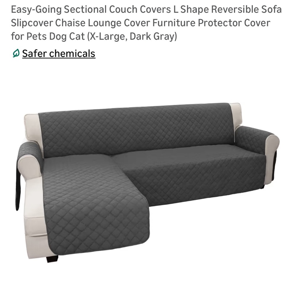 LIKE NEW: Reversible Gray Quilted Sofa Cover